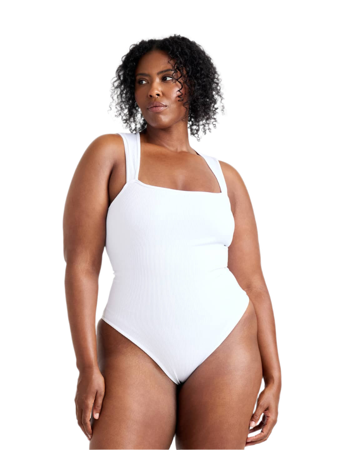 Geribbelde Bodysuit Met Vierkante Hals